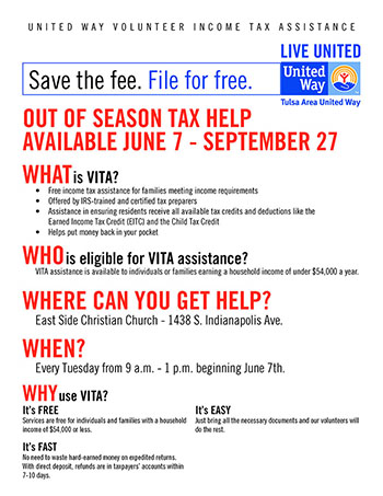 VITA Out of Season tax help available 